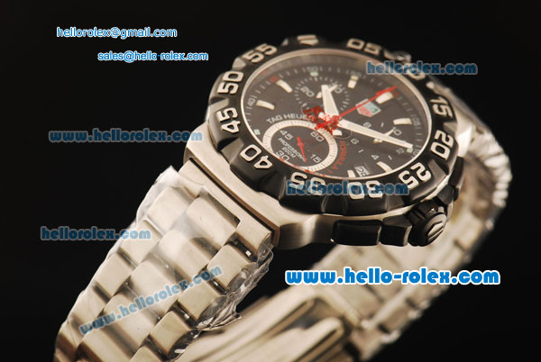 Tag Heuer F1 Chronograph Swiss Quartz Movement Steel Case with Black Bezel and Steel Strap - Click Image to Close